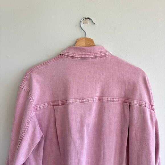 Marc Cain Twill Shirt Denim Shacket Bright Pink Lavender 8 NWT - Picture 10 of 12